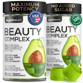 Biotin and Collagen Peptide Gummies for Hair Growth Skin and Nails 12000 Mcg Biotin Chewables with Keratin Max Strength Beauty Gummies for Women