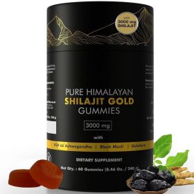 Pure Himalayan Shilajit Gummies Gold  Lab Tested No Added Sugar  Ashwagandha, GokshuraFulvic Acid & 85 Trace Minerals  For Men, Women  Non-GMO (Option: Shilajit Ashwagandha)