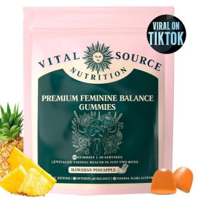 Premium Feminine Balance Gummies Gummy For Women's Vital Health Gut Health - Immune Support - Vegan, Gluten-Free & Halal - Hawaiian Pineapple - 6 (Option: Feminine Balance Gummies)
